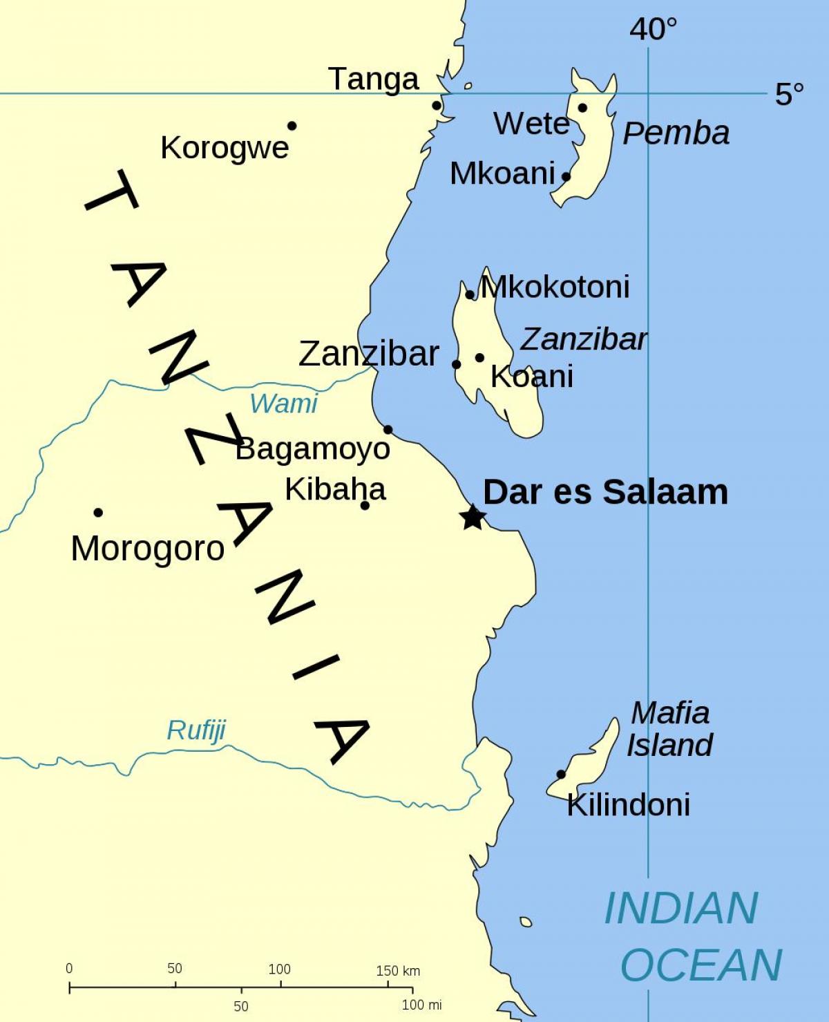 tanzanija otokih zemljevid