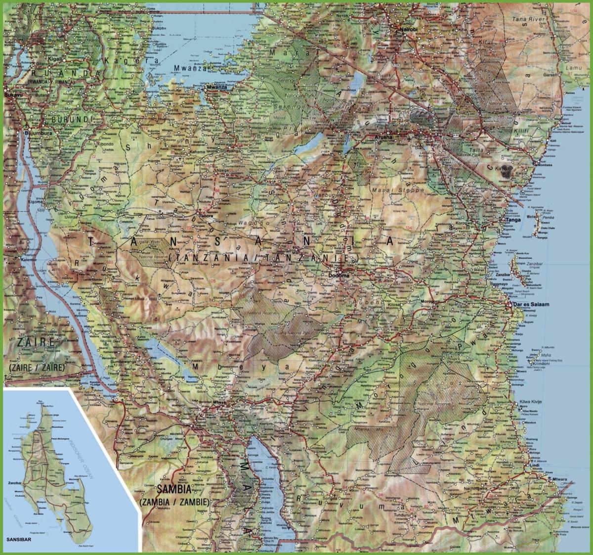 Zemljevid za podrobni tanzanija