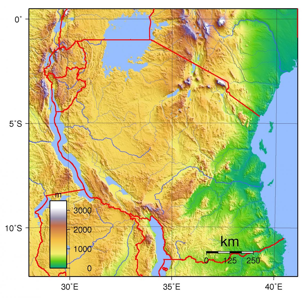 tanzanija topografskih zemljevidov