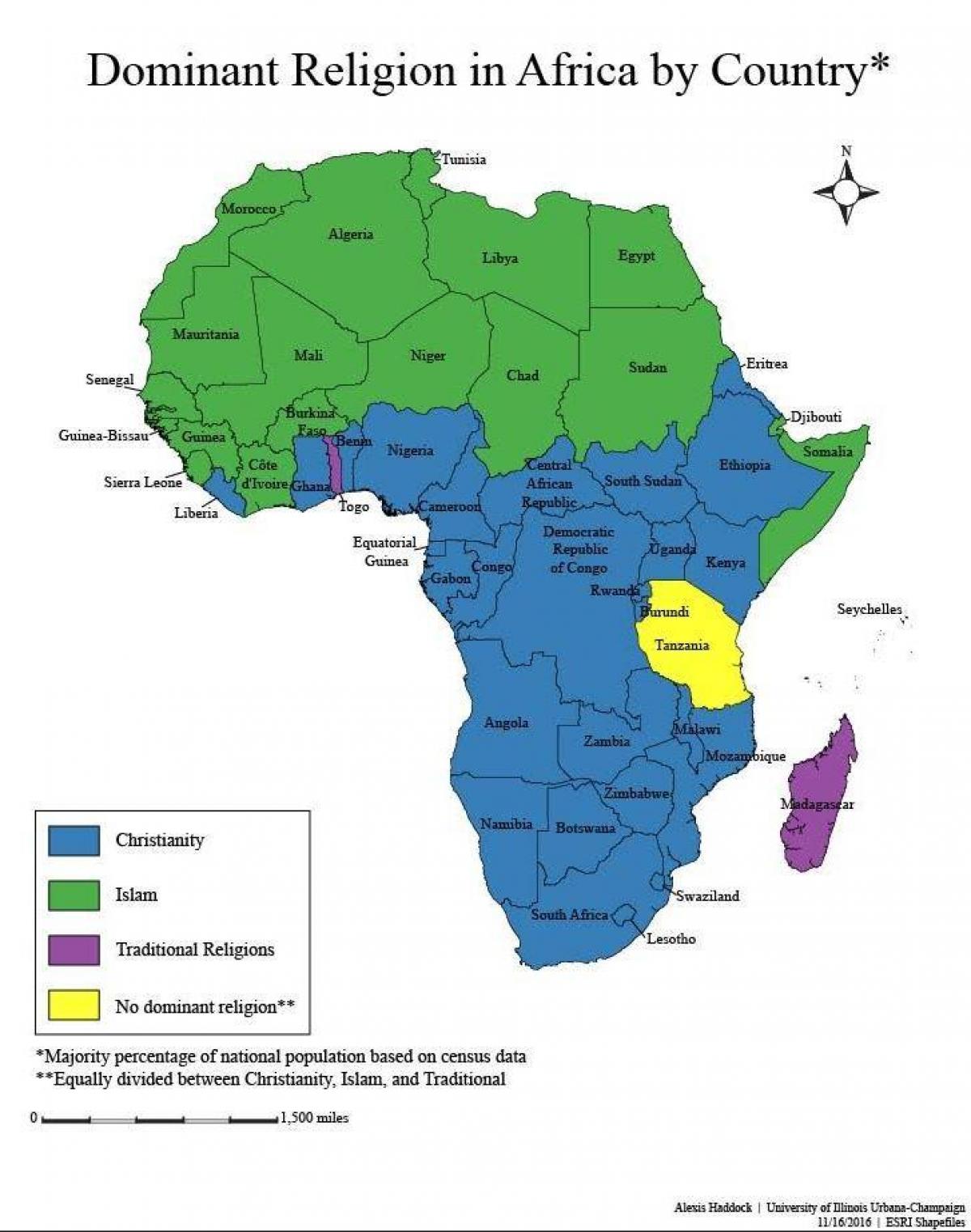 Zemljevid tanzanija vere