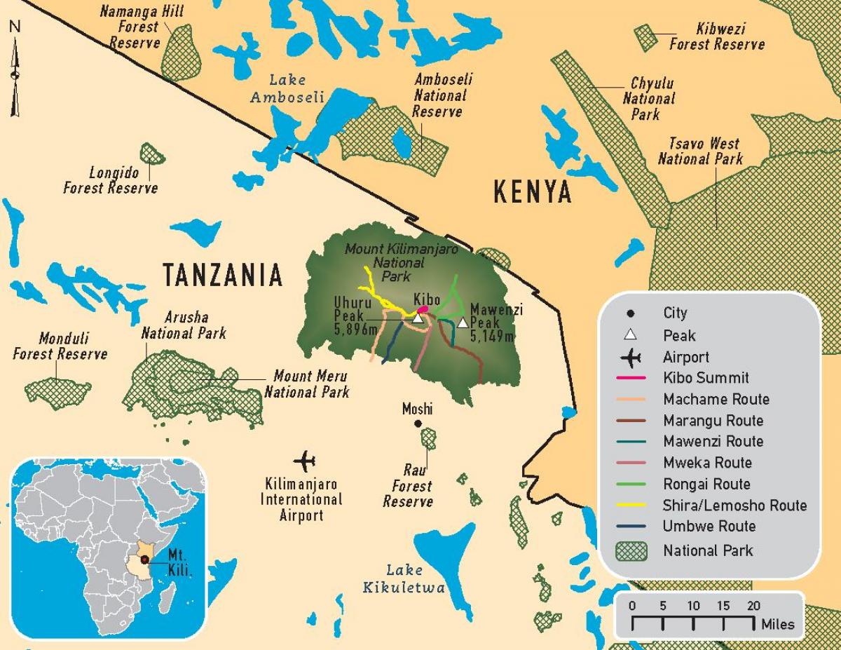 Zemljevid tanzanija kilimandžaro