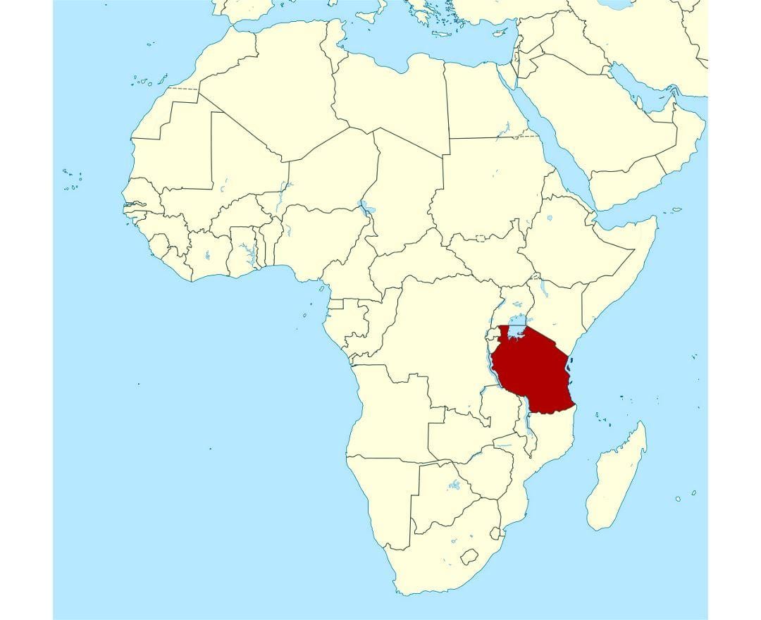 Zemljevid lokacije tanzanija na svetu 