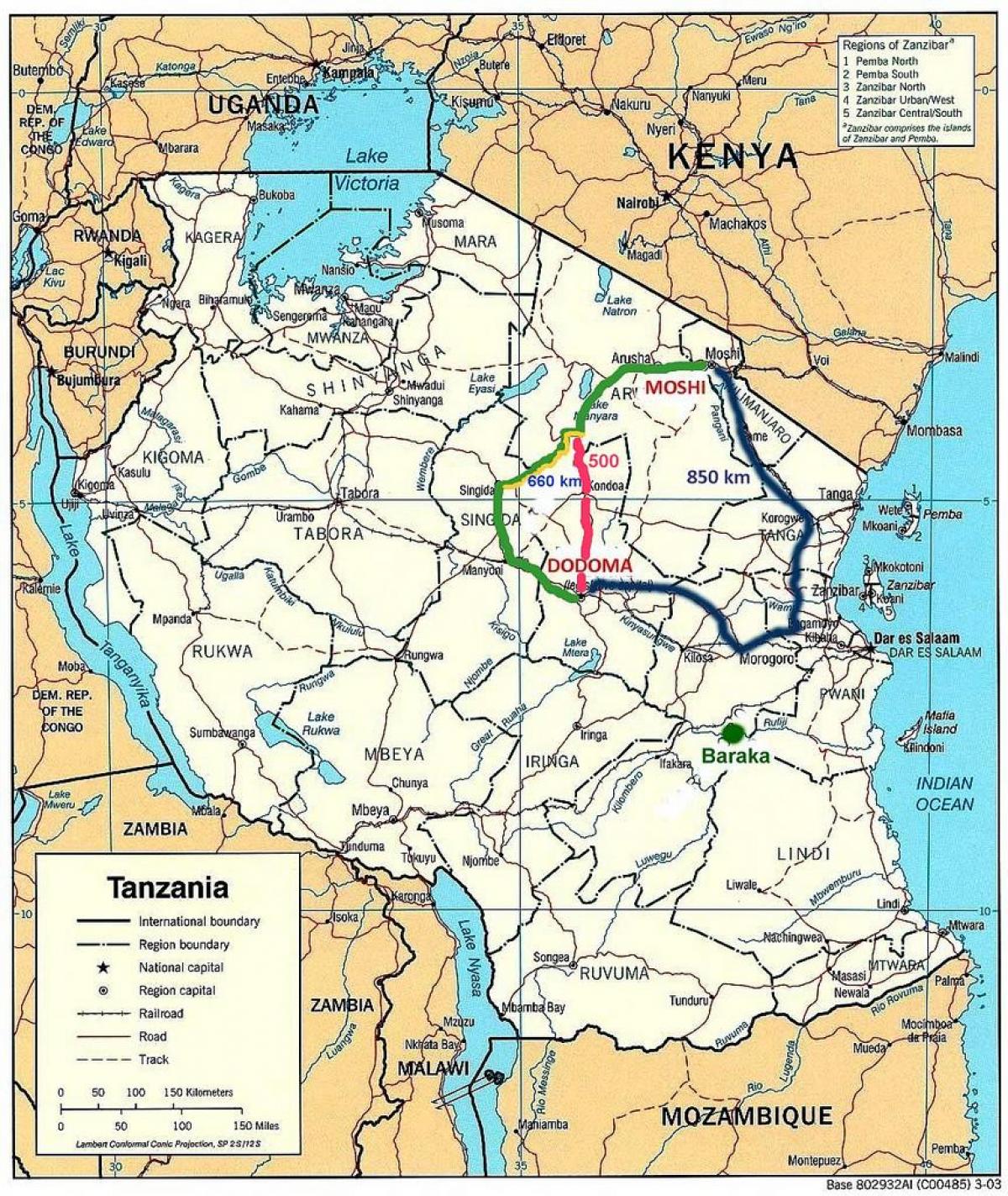 tanzanija cestnega omrežja zemljevid