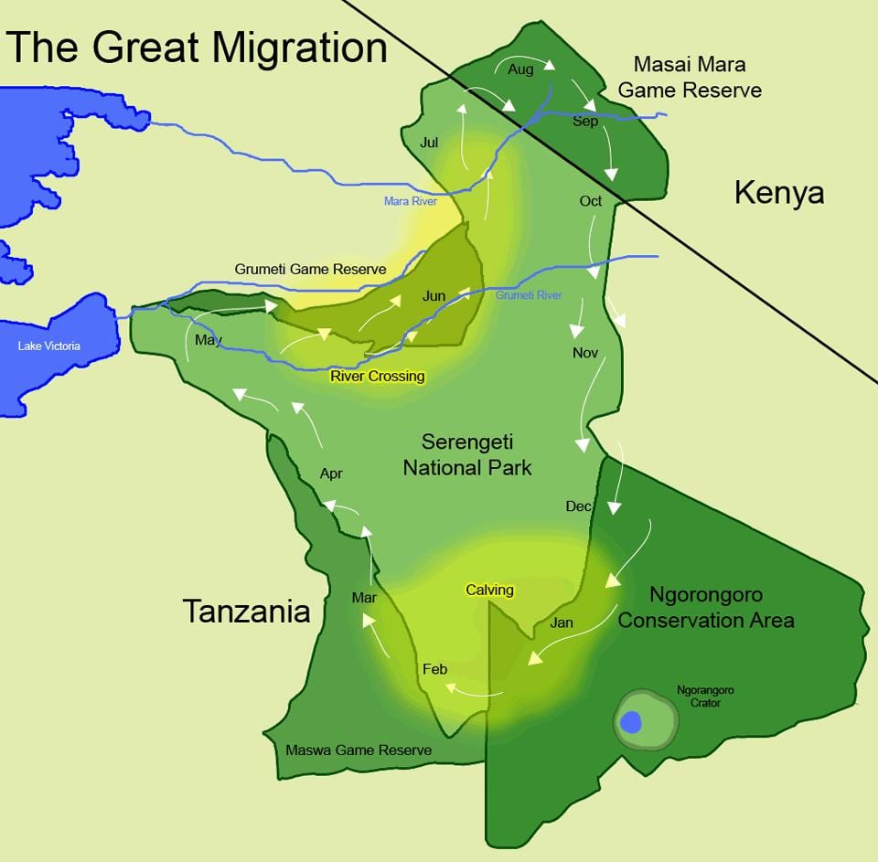 Zemljevid tanzanija migracije