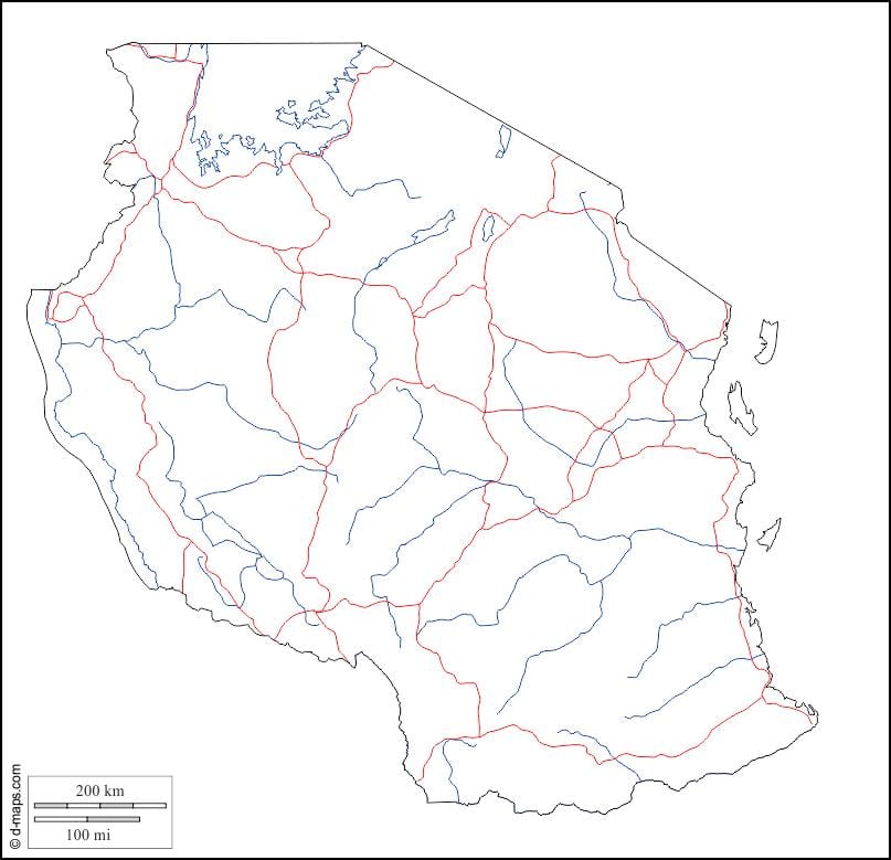 prazen zemljevid tanzanija