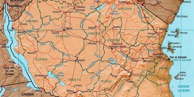 Tanzanija geografski zemljevid