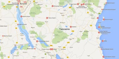 Zemljevid letališča tanzanija 