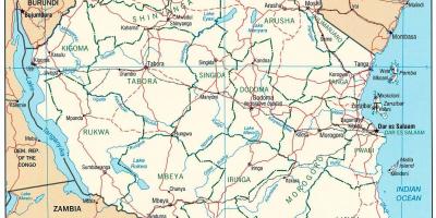 Zemljevid tanzanija z mesta