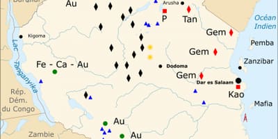 Zemljevid tanzanija naravnih virov