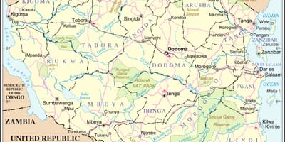 Zemljevid tanzanija reke