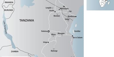 Zemljevid tanzanija rudnikih zlata,