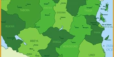 Zemljevid tanzanija vegetacijo