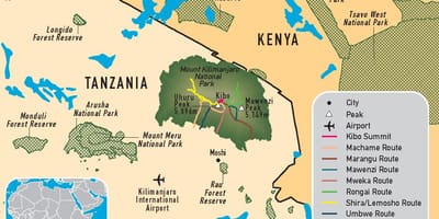 Zemljevid tanzanija kilimandžaro